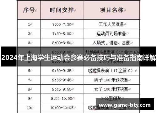 2024年上海学生运动会参赛必备技巧与准备指南详解