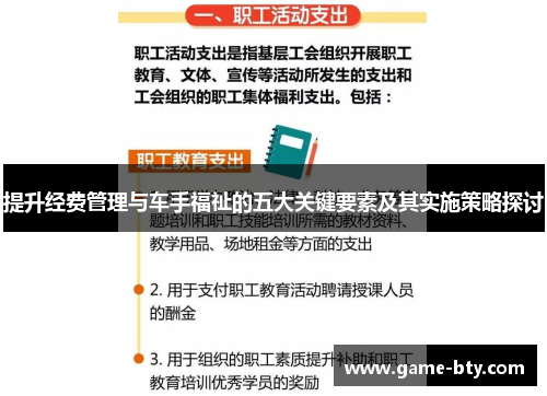 提升经费管理与车手福祉的五大关键要素及其实施策略探讨