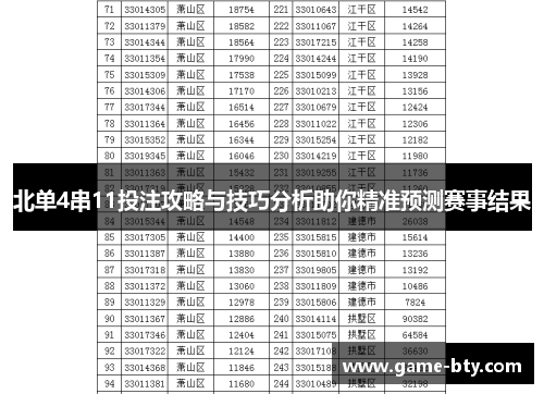 北单4串11投注攻略与技巧分析助你精准预测赛事结果